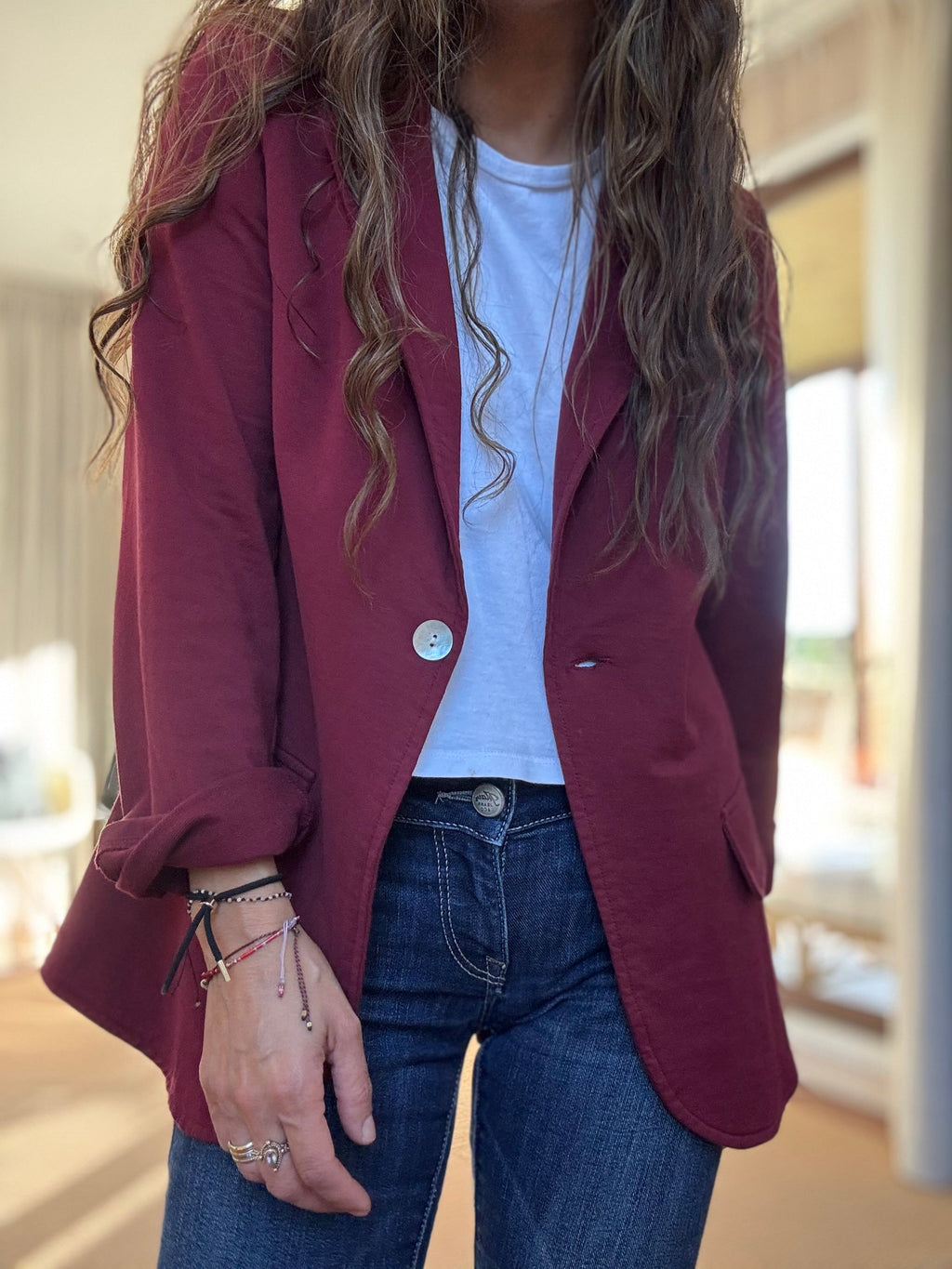 Blazer algodón vino