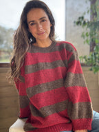 Chaleco líneas rojo café