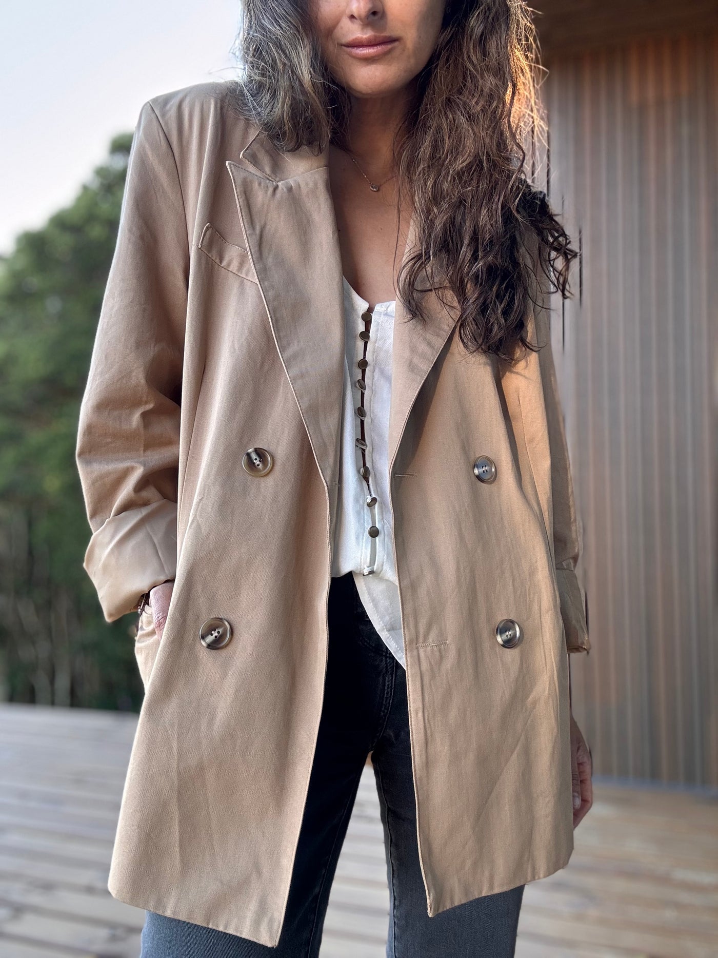 Blazer gabardina camel