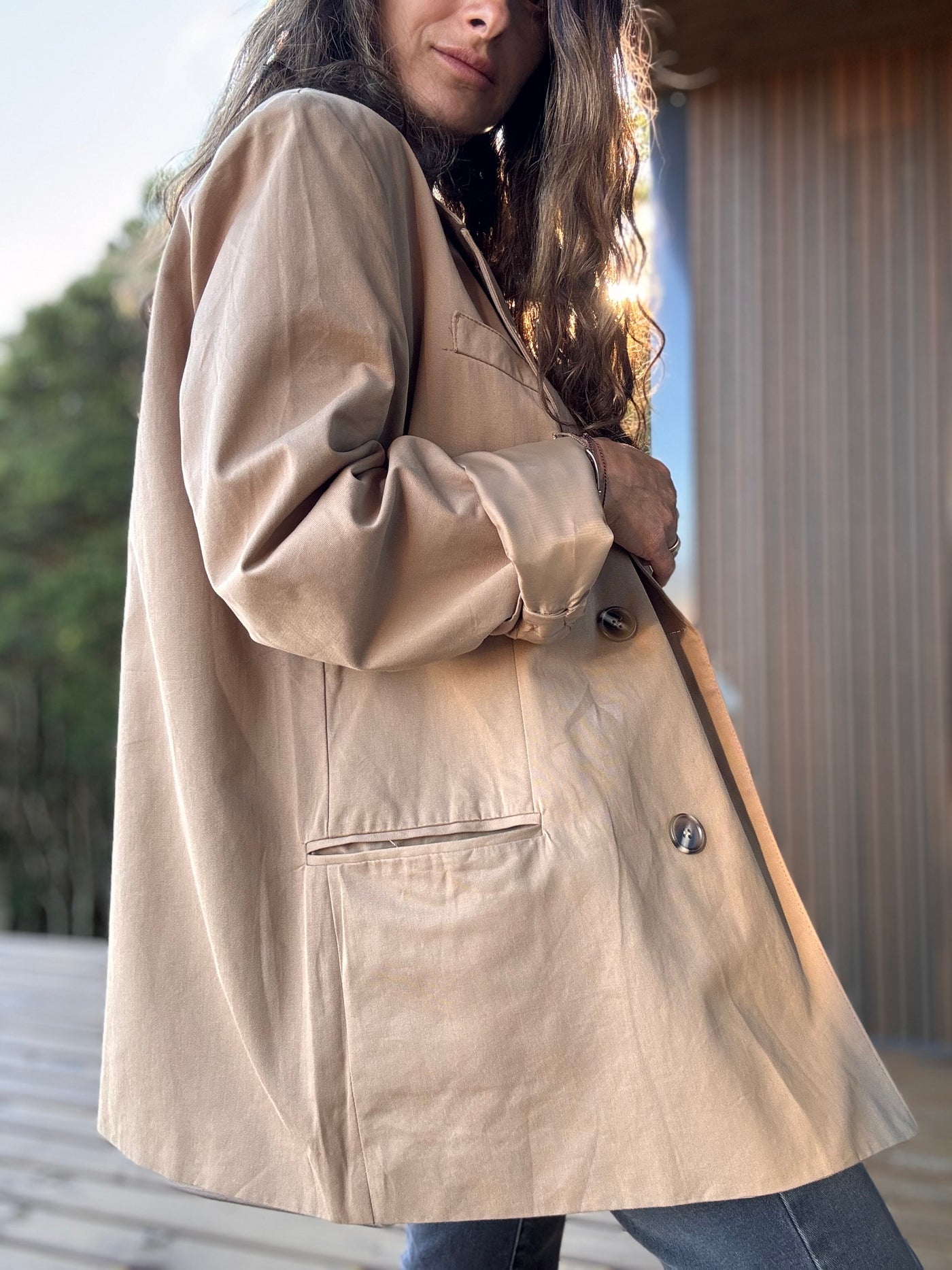 Blazer gabardina camel