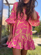 Blusón rosado línea amarillo - Colección CYRA
