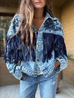 Chaqueta jeans flecos
