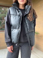 Parka sin mangas impermeable negro