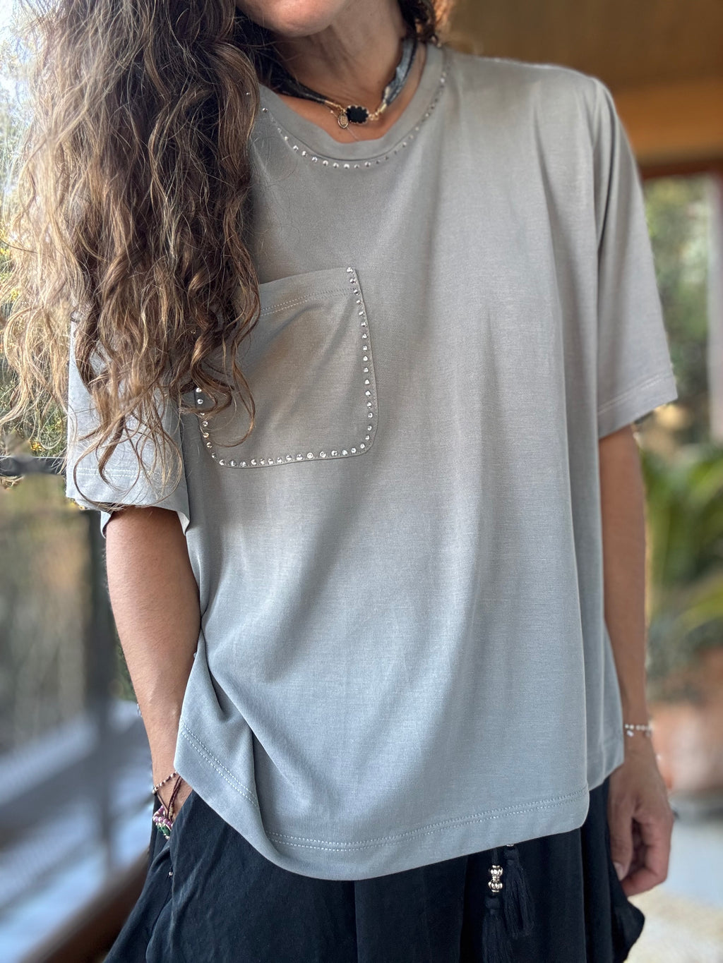 Polera fluida Amanda gris