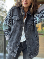Chaqueta mixta negro jeans lana