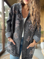Chaqueta jeans tachas brillo negro