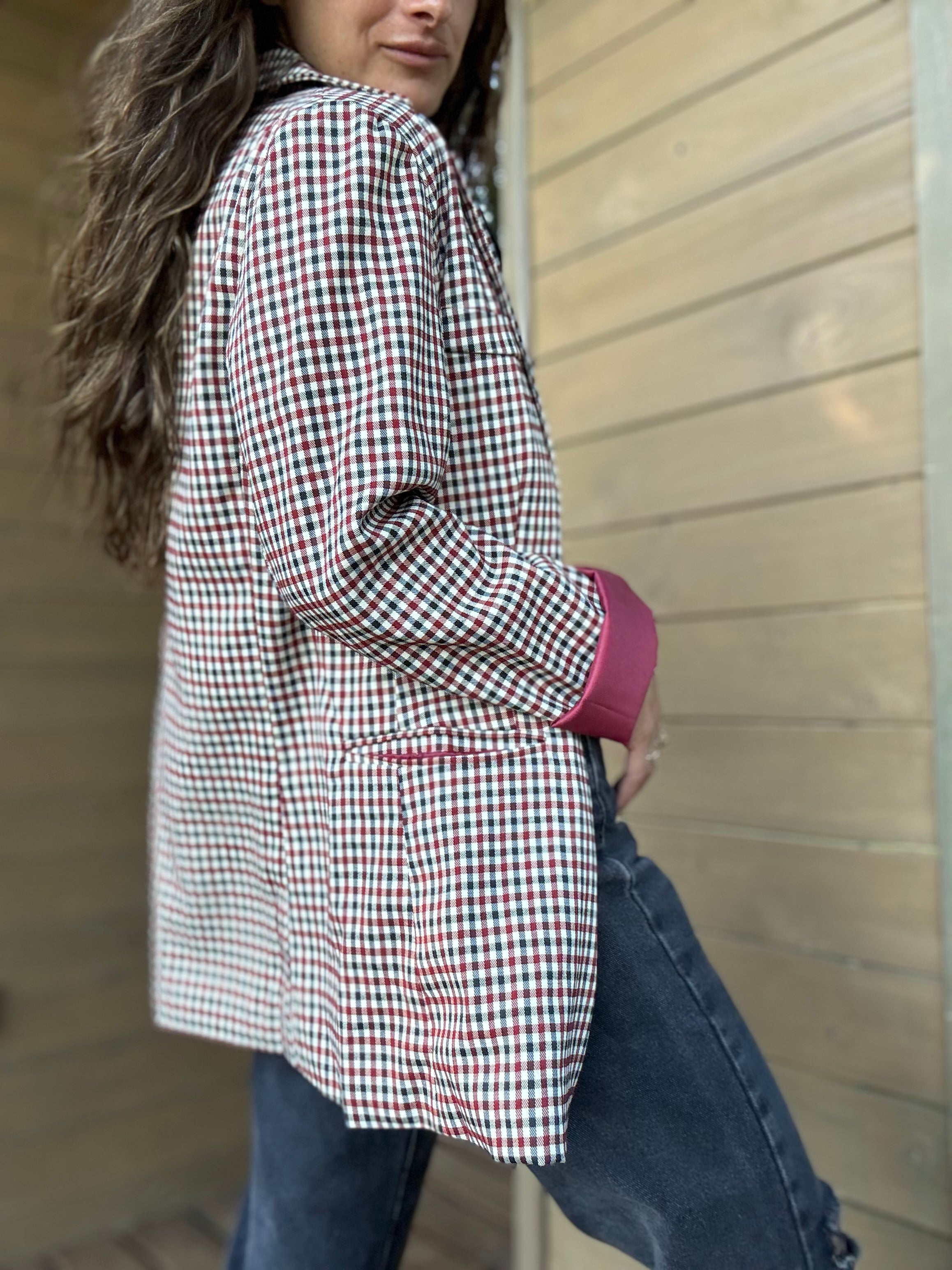 Blazer tartán vino