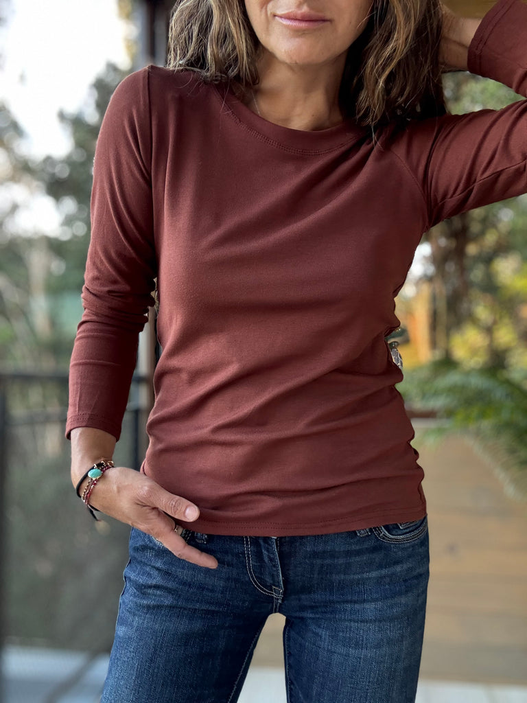 Polera básica algodón café