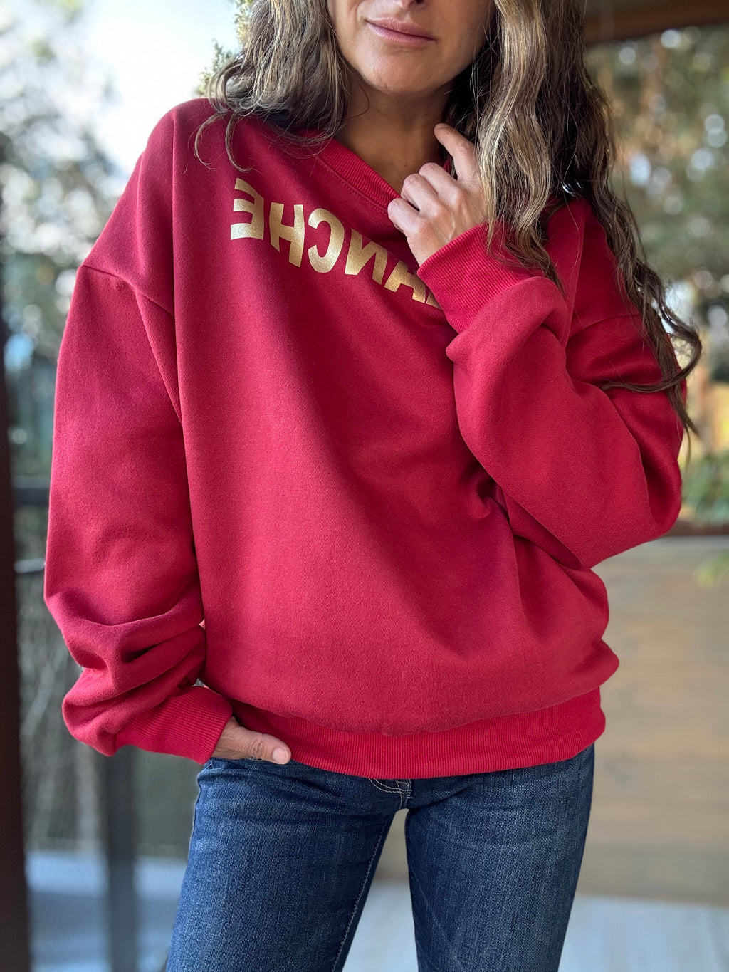 Polerón blanche rojo
