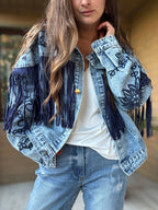 Chaqueta jeans flecos