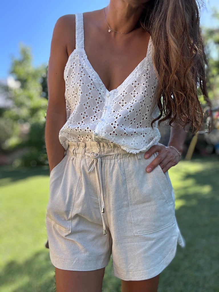 Short Lino crudo