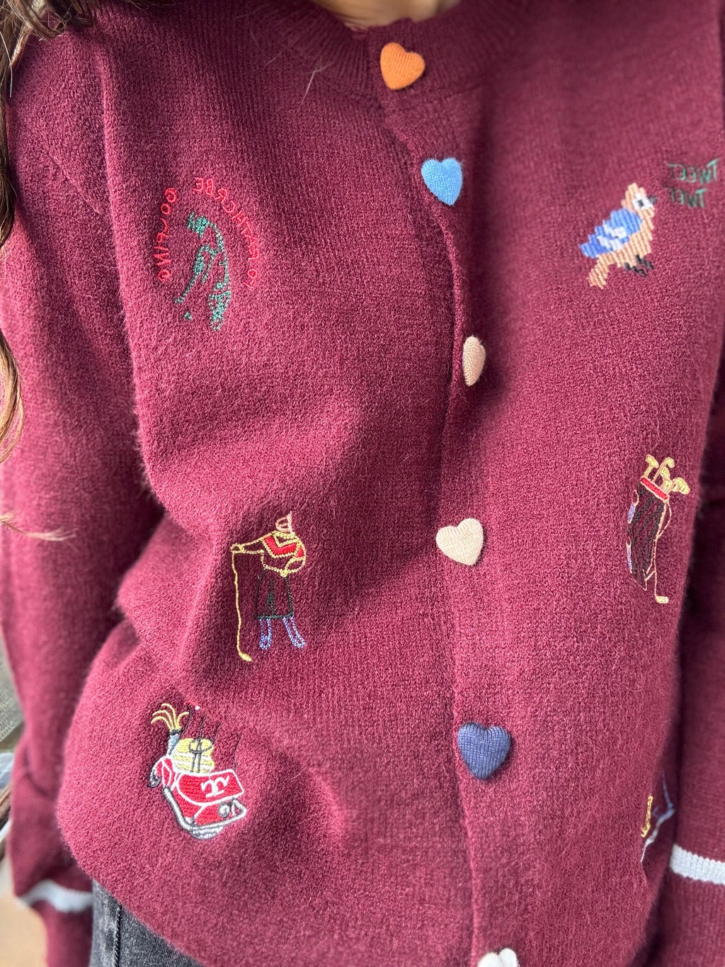 Chaleco botón corazón burdeo ♥️