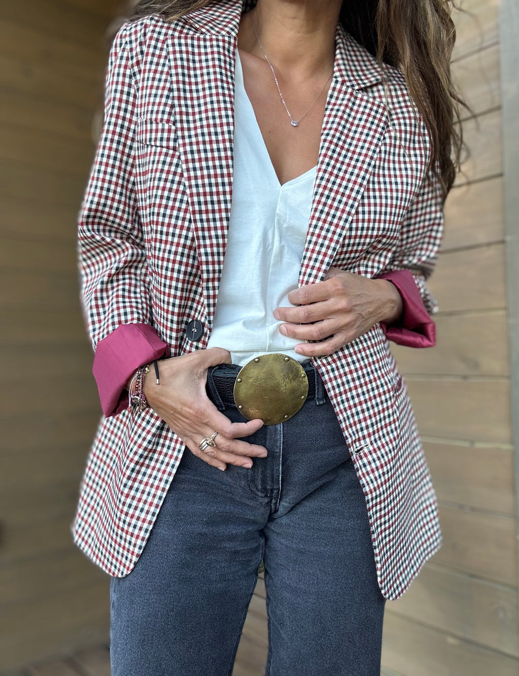 Blazer tartán vino