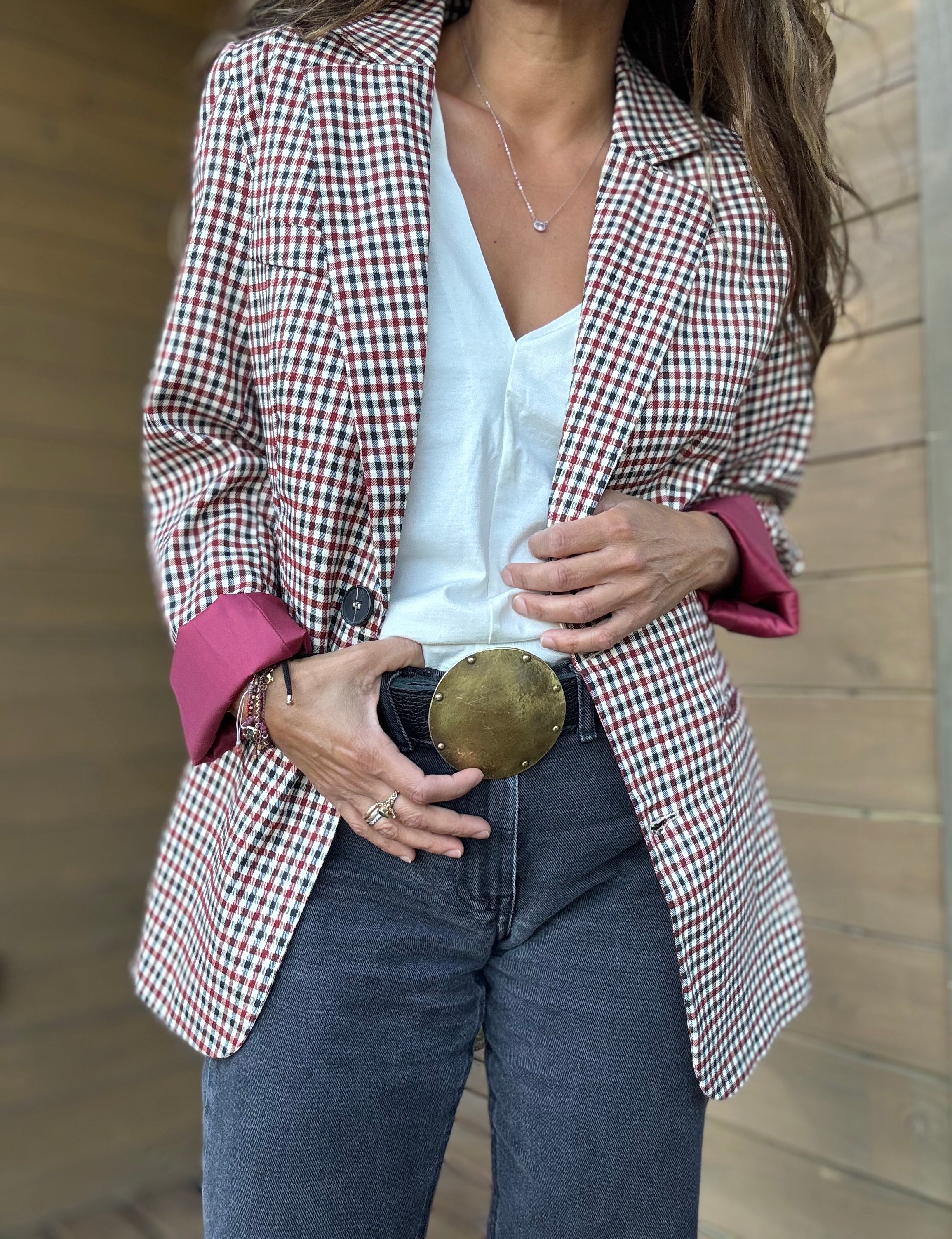 Blazer tartán vino