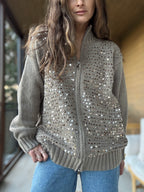 Chaleco lentejuelas beige