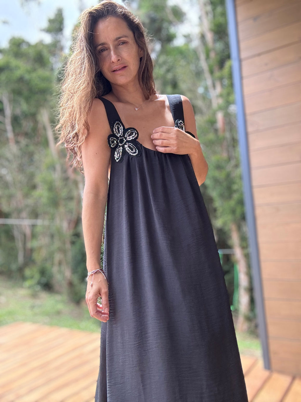 Vestido Flor negro
