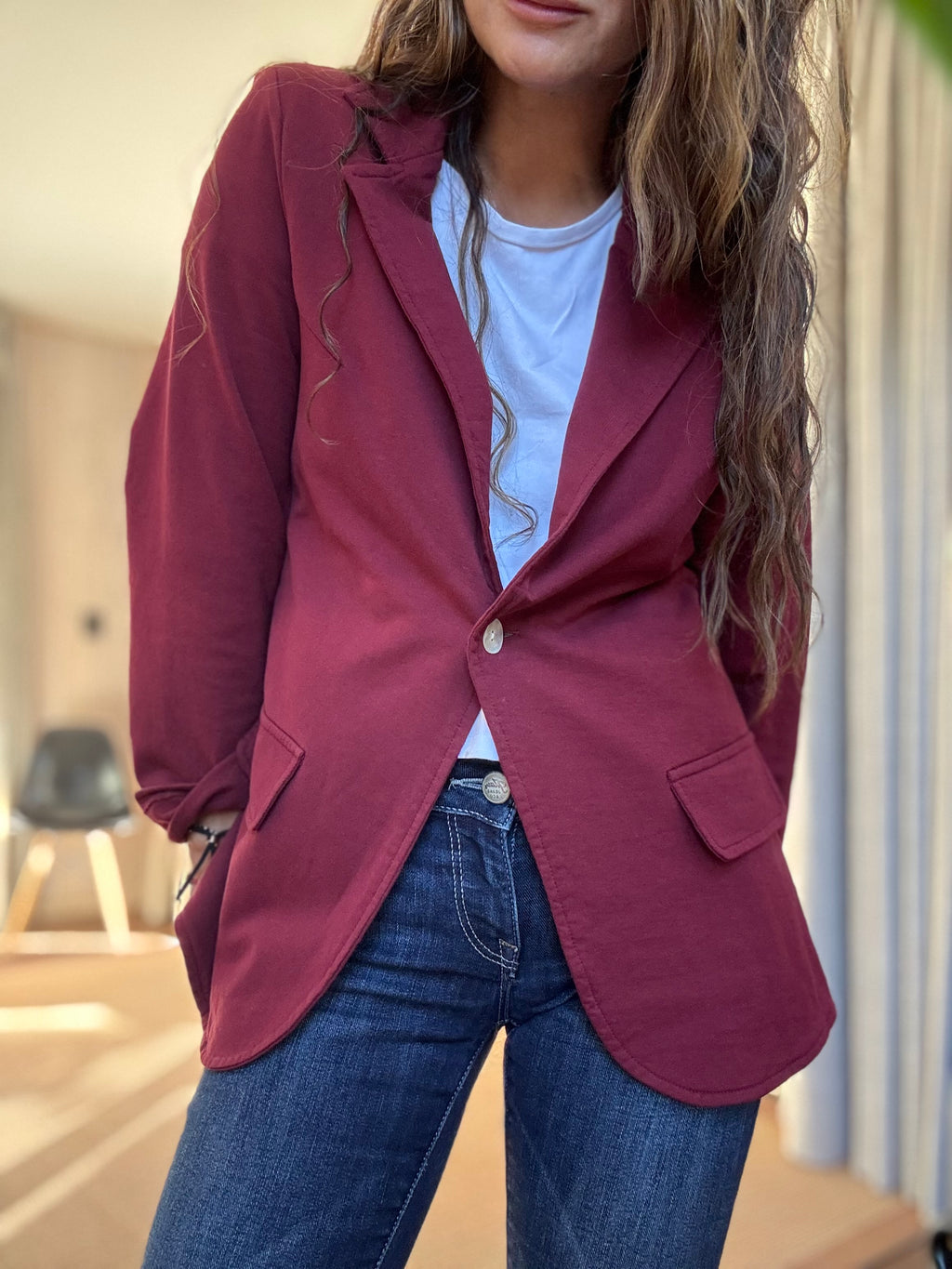Blazer algodón vino