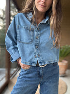 Sobre camisa jeans corta