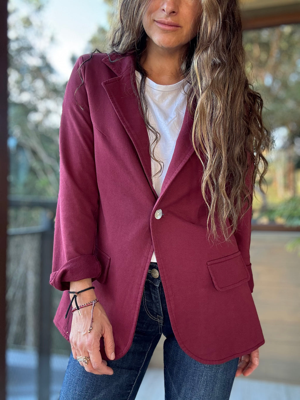 Blazer algodón vino