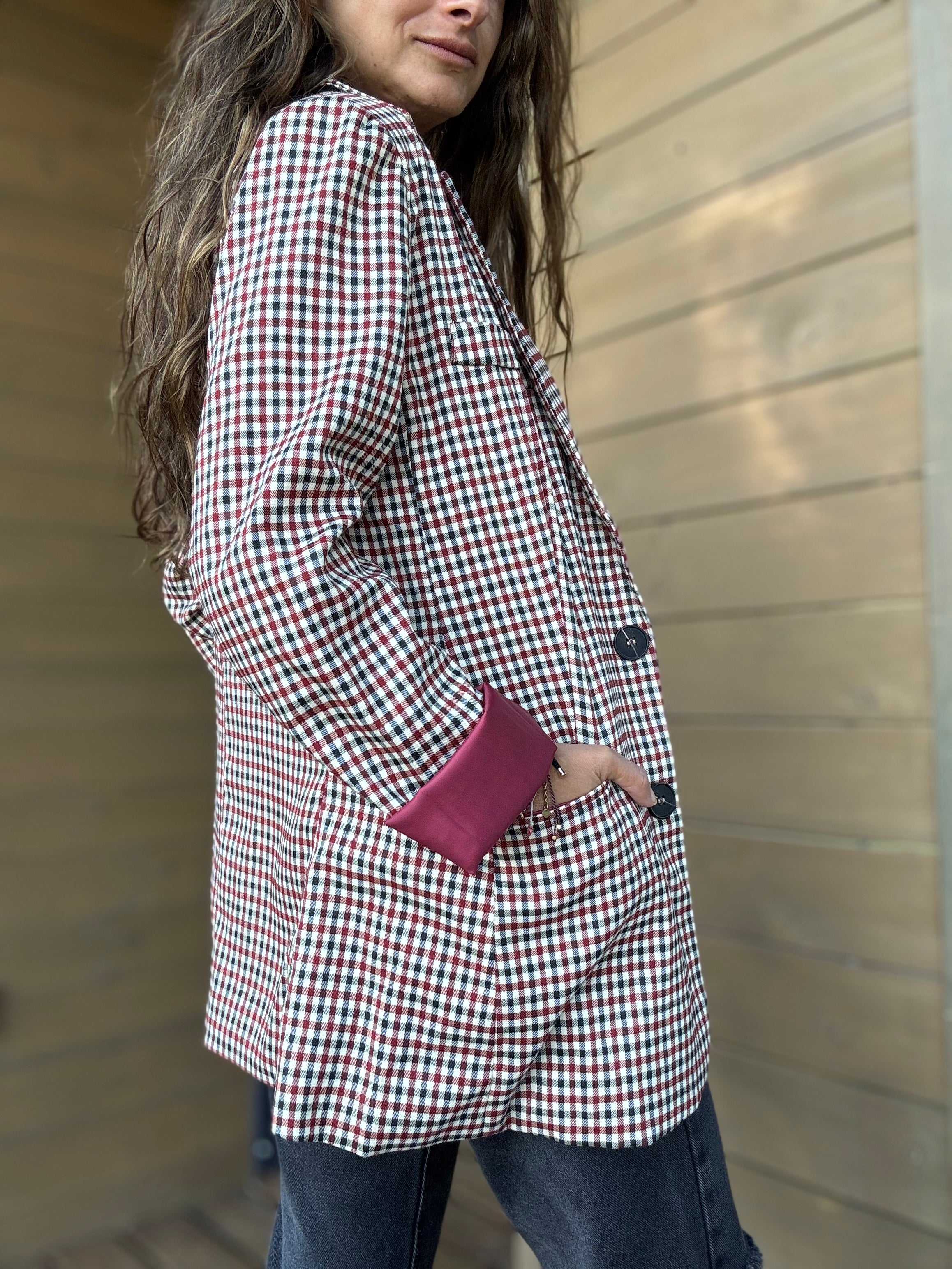 Blazer tartán vino