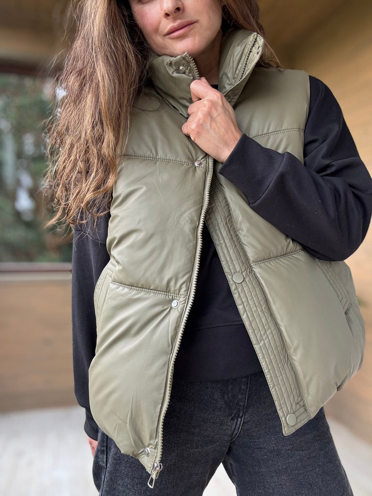Parka sin mangas impermeable verde