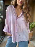 Camisa fluida líneas rosado