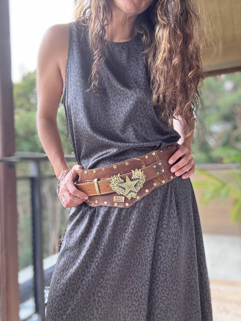 Vestido satén animal print verde