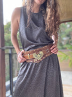 Vestido satén animal print verde