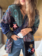 Chaqueta Patchwork con bordados única