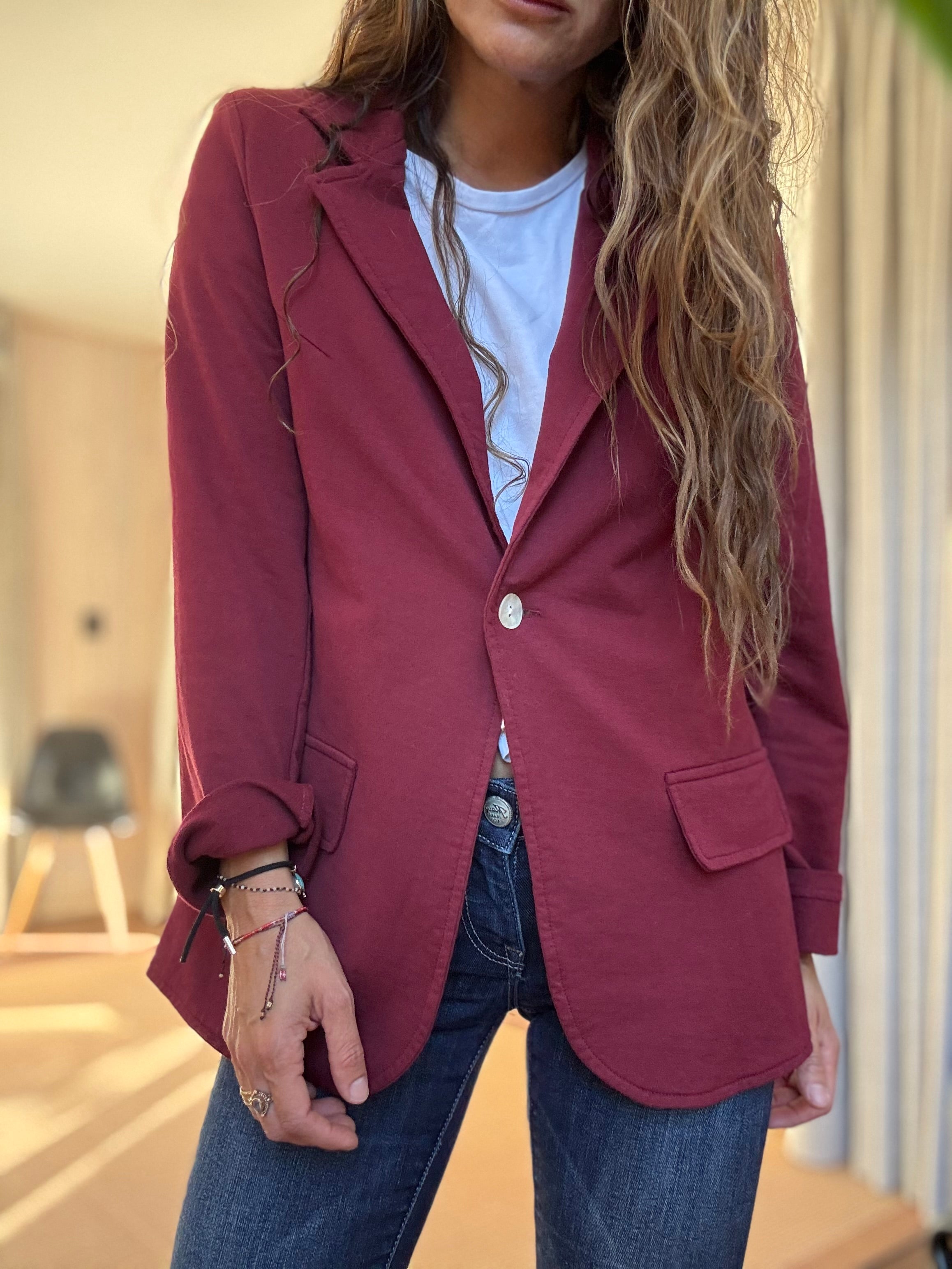 Blazer algodón vino