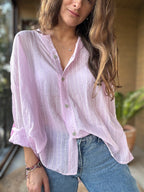 Camisa fluida líneas rosado