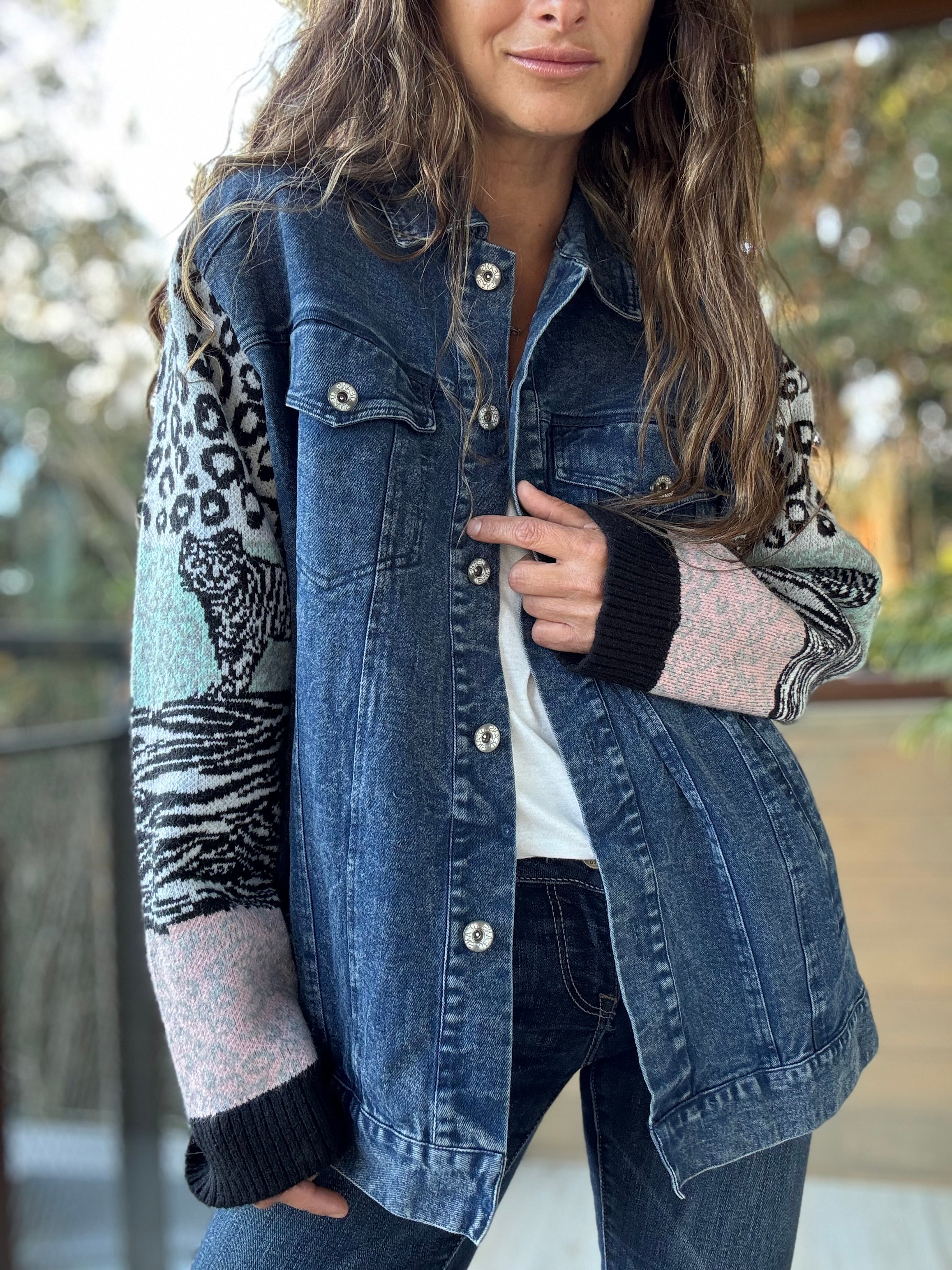 Chaqueta mixta azul jeans lana