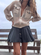 Chaleco hilo cierre beige