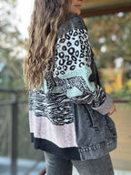 Chaqueta mixta negro jeans lana