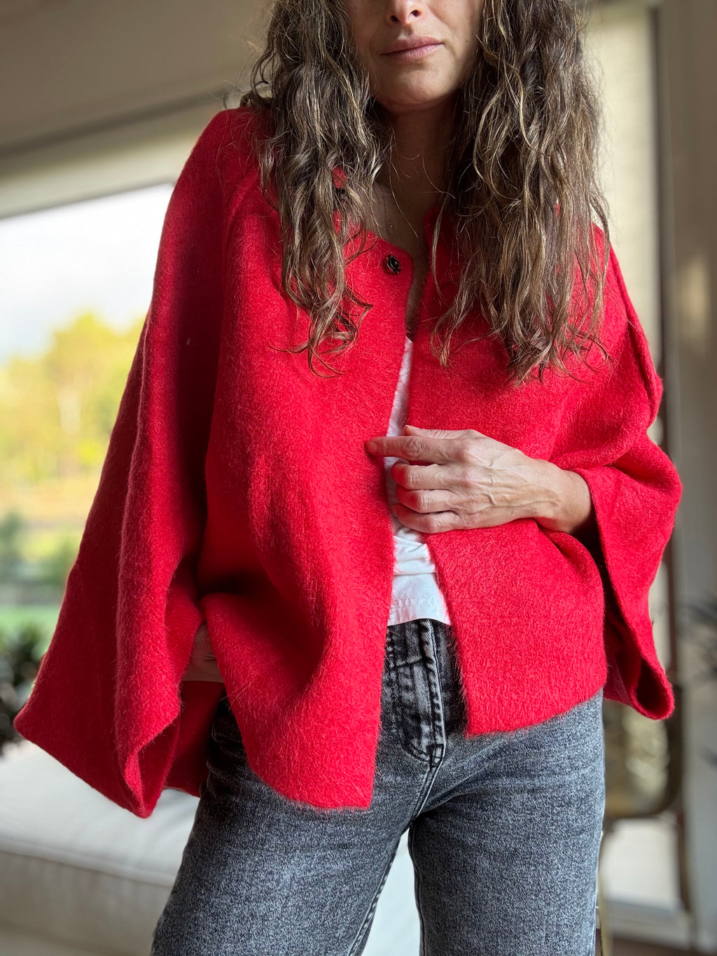 Capa lana rojo