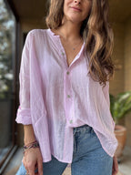 Camisa fluida líneas rosado