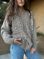 Chaleco lentejuelas beige