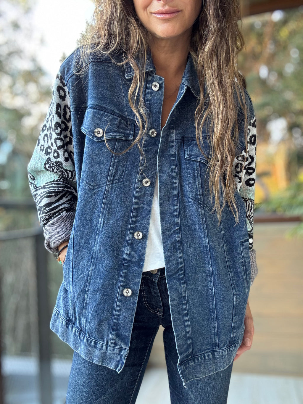 Chaqueta mixta azul jeans lana