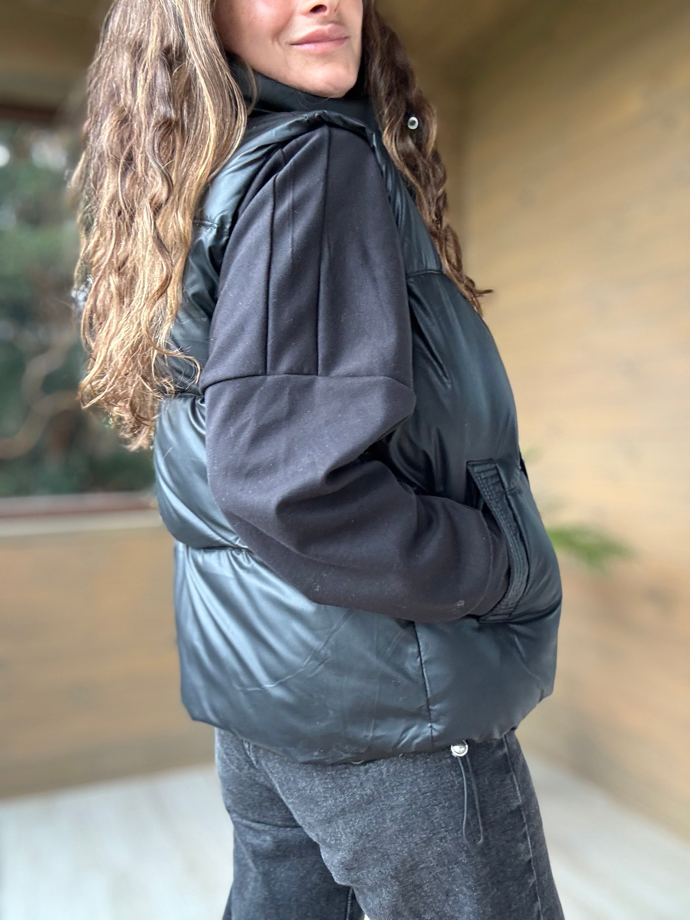 Parka sin mangas impermeable negro