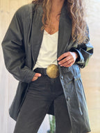 Chaqueta cuero gris oscuro vintage - USADO