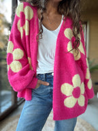 Chaleco flor fucsia amarillo