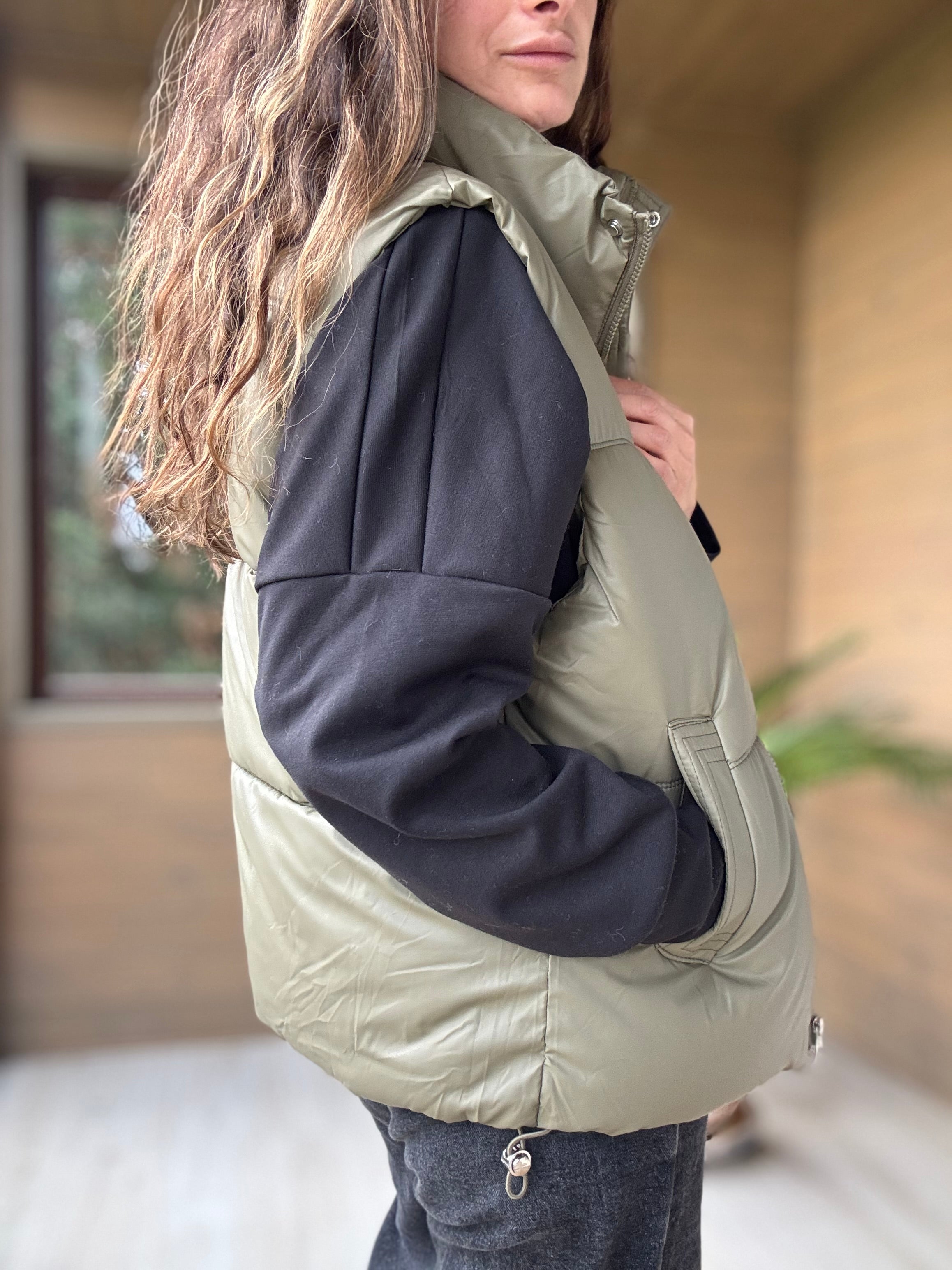 Parka sin mangas impermeable verde