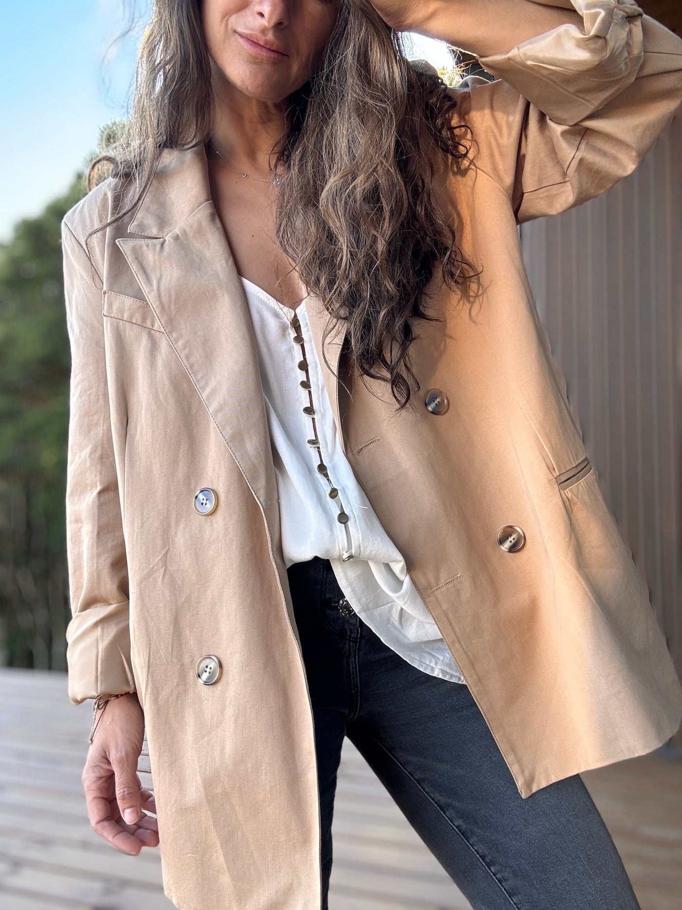 Blazer gabardina camel