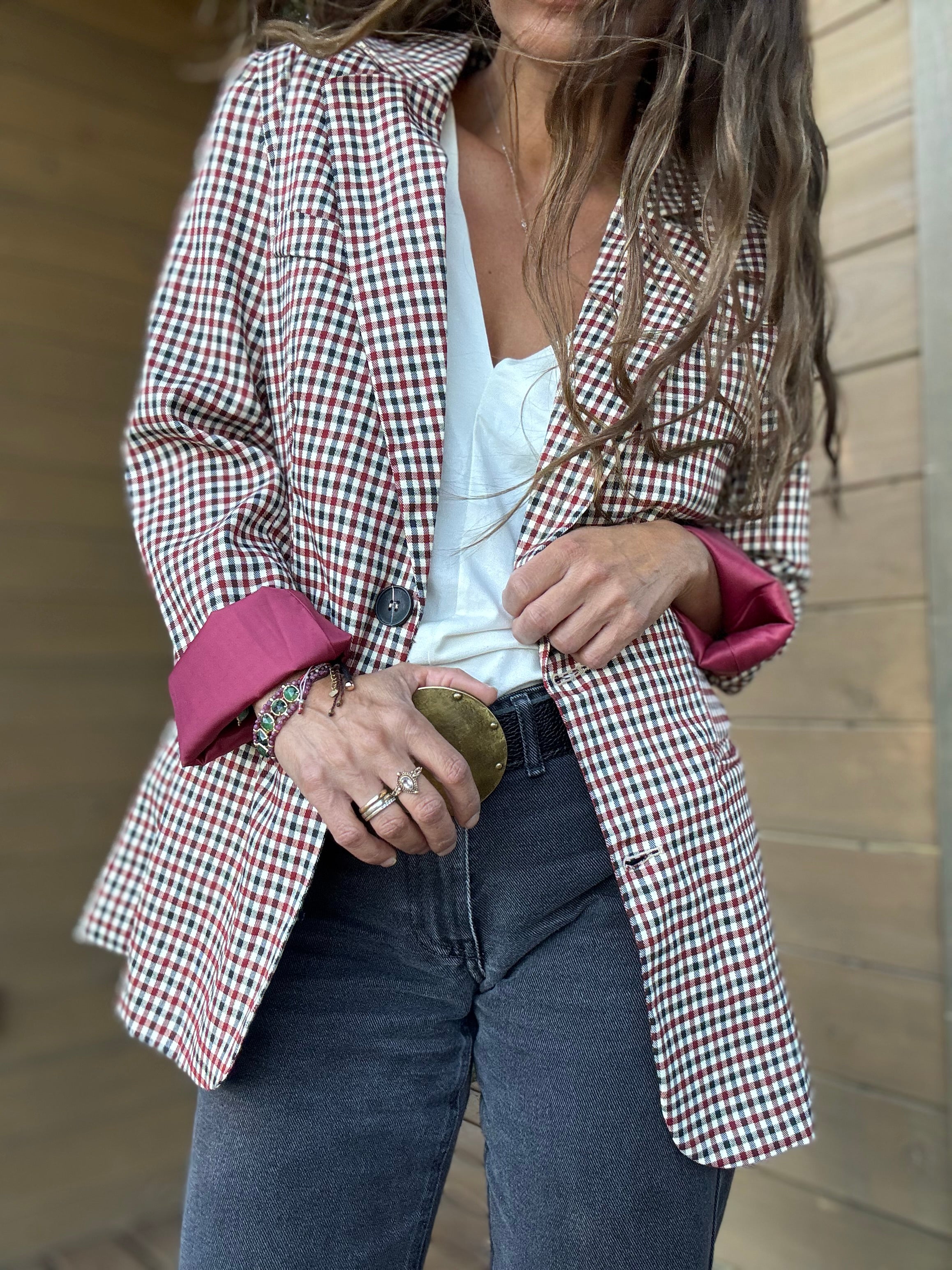 Blazer tartán vino