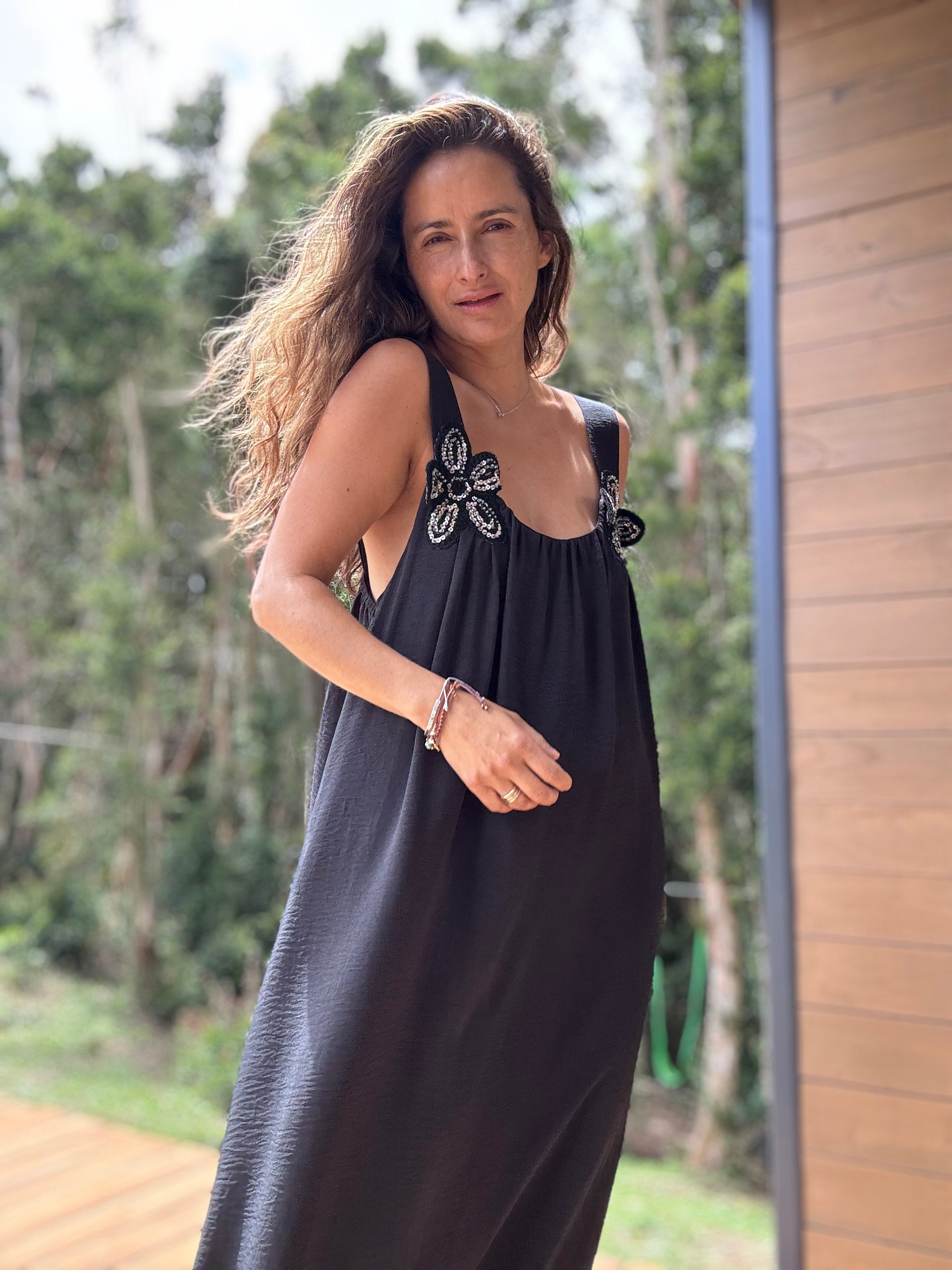 Vestido Flor negro