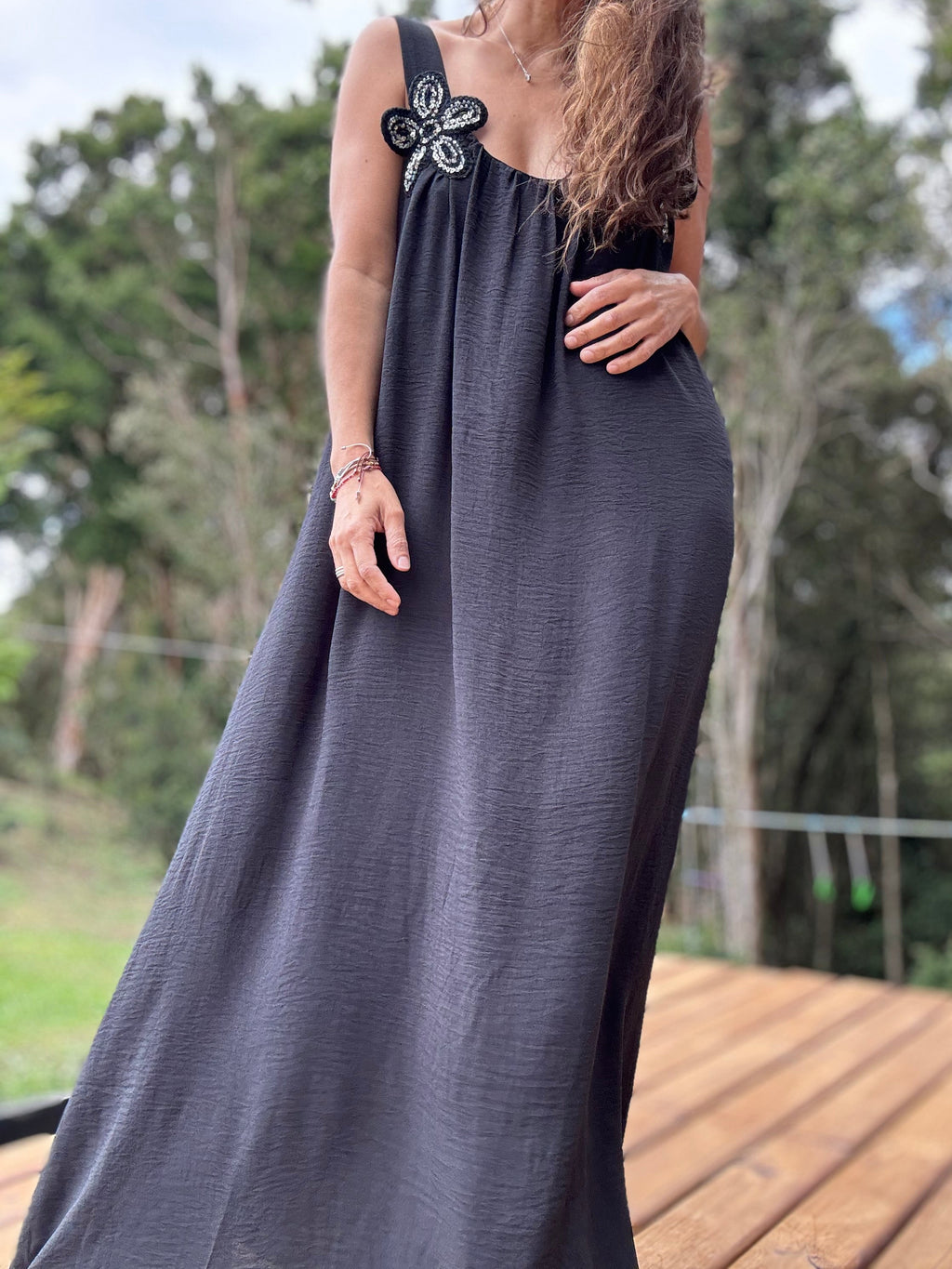 Vestido Flor negro