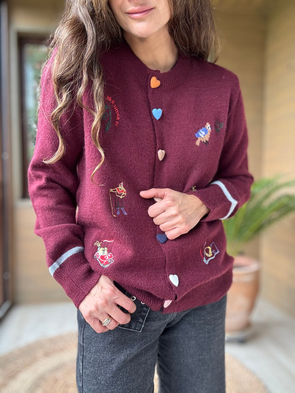 Chaleco botón corazón burdeo ♥️
