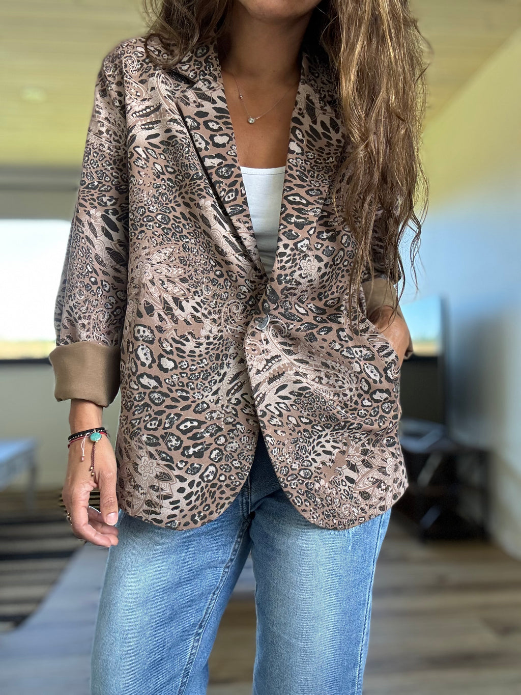 Blazer animal print elasticado