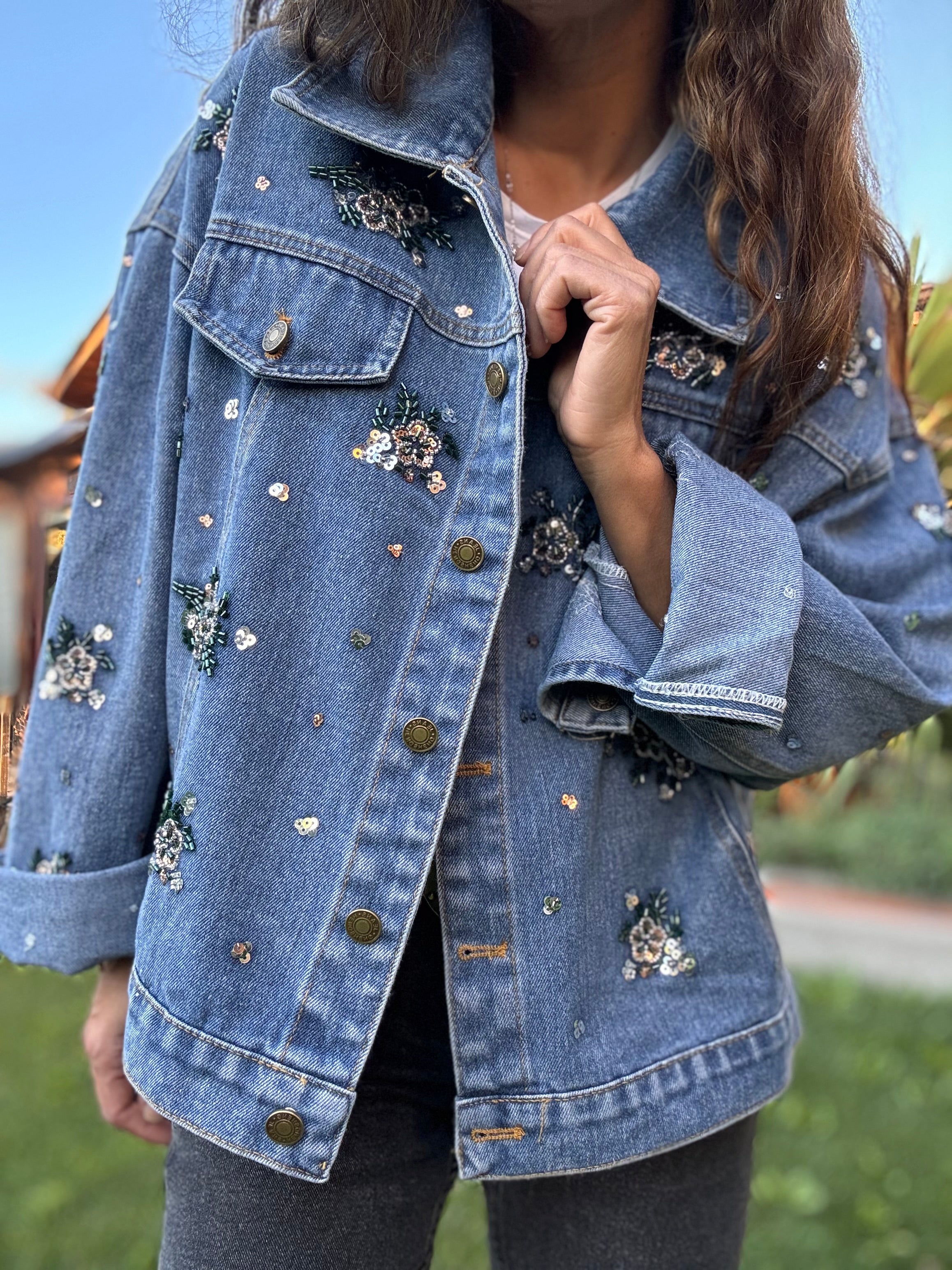 Chaqueta flor lentejuelas