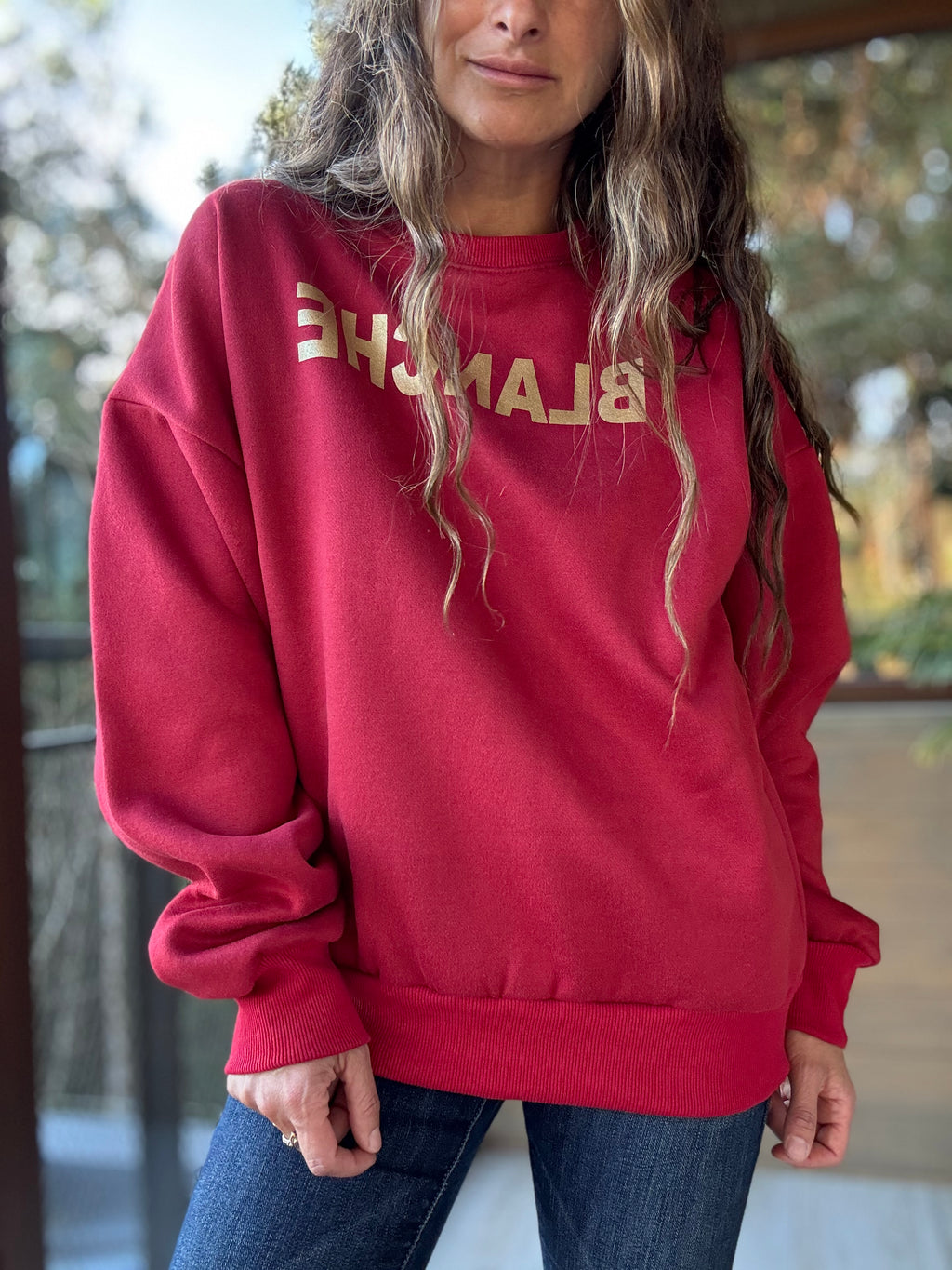 Polerón blanche rojo